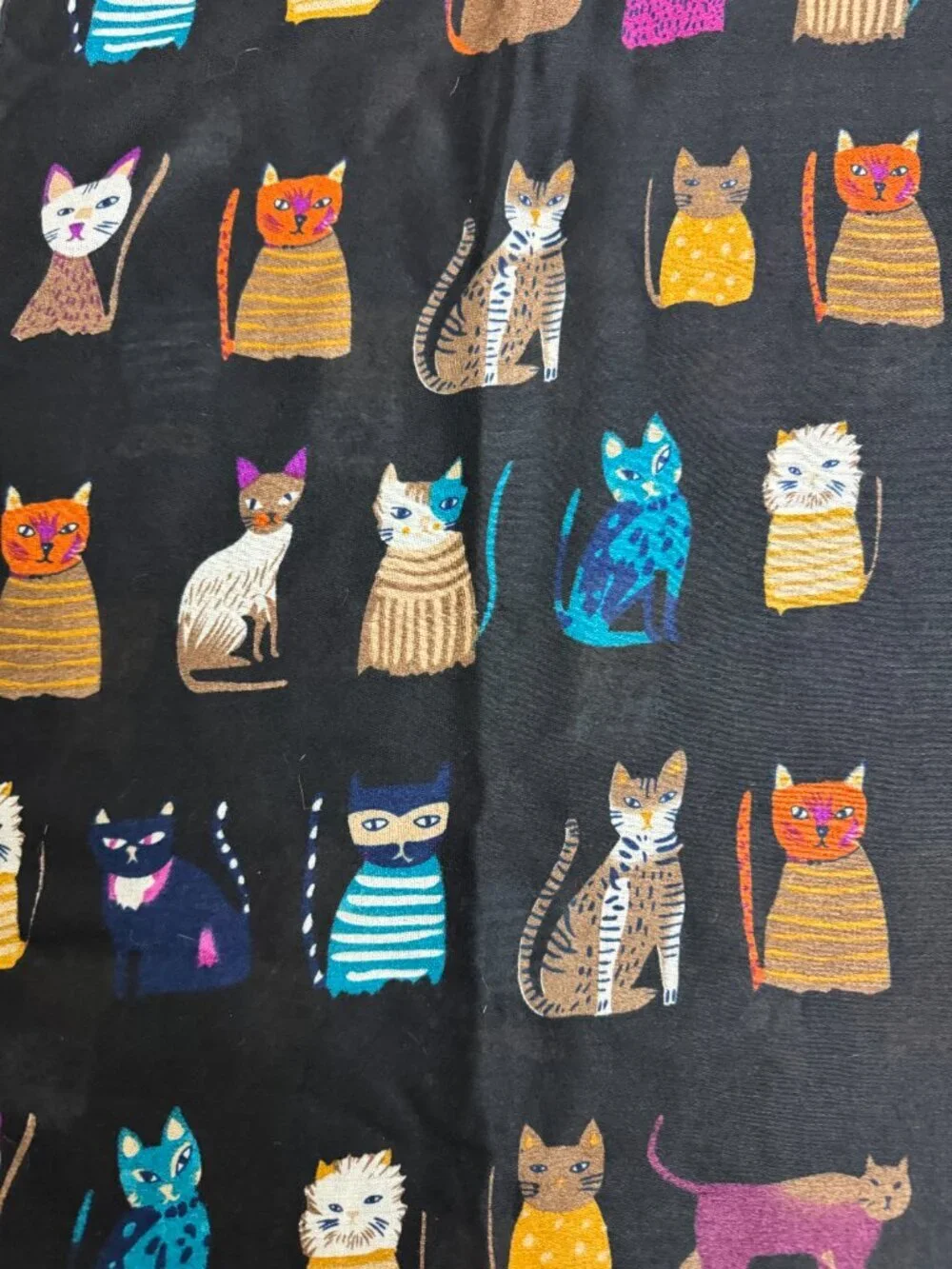 Large Scarf Wrap Colorful Cats 100% Rayon 36